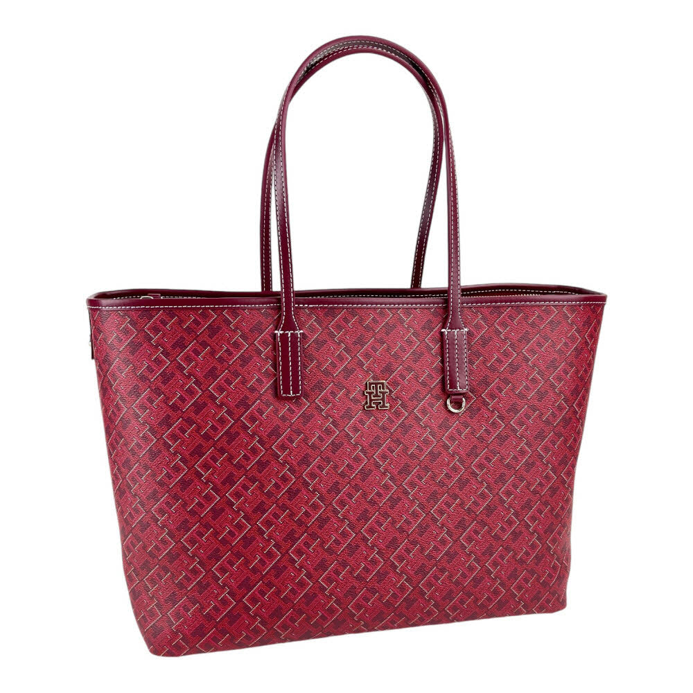 Tommy Hilfiger Women's Monogram Leather Tote with Zipper Pocket (45x26x13)