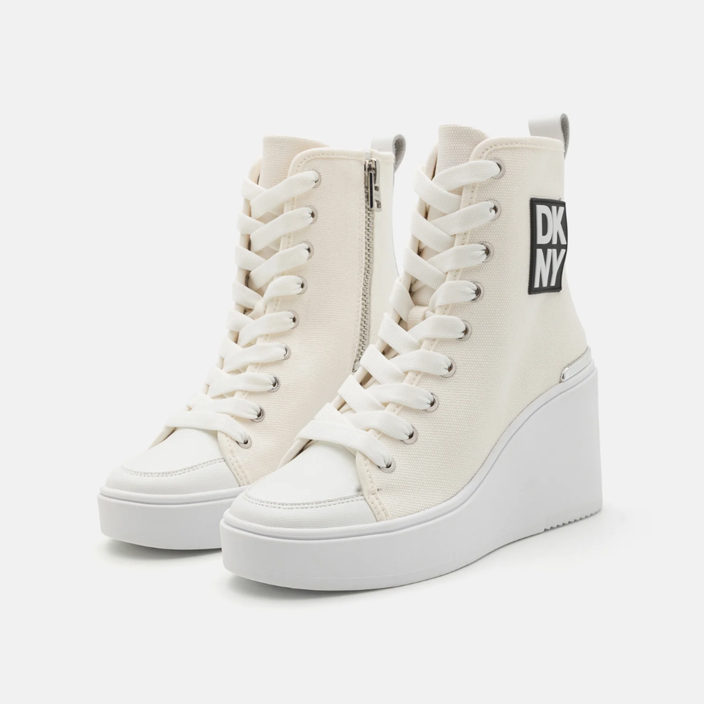 DKNY 1989 CAPSULE BAX WEDGE - Wedge Ankle Boots - white