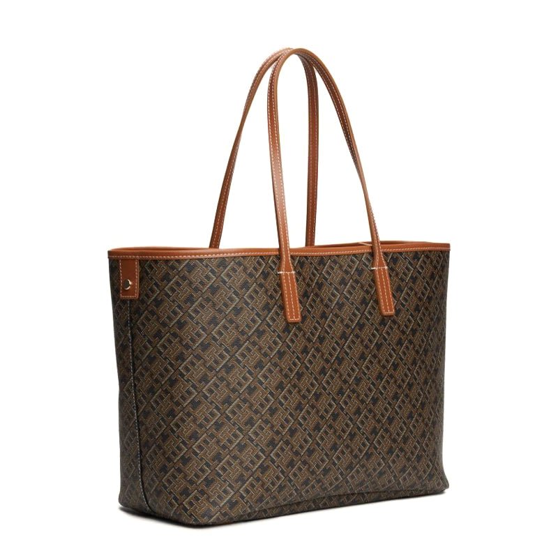 Tommy Hilfiger Women's Monogram Leather Tote with Zipper Pocket (45x26x13)