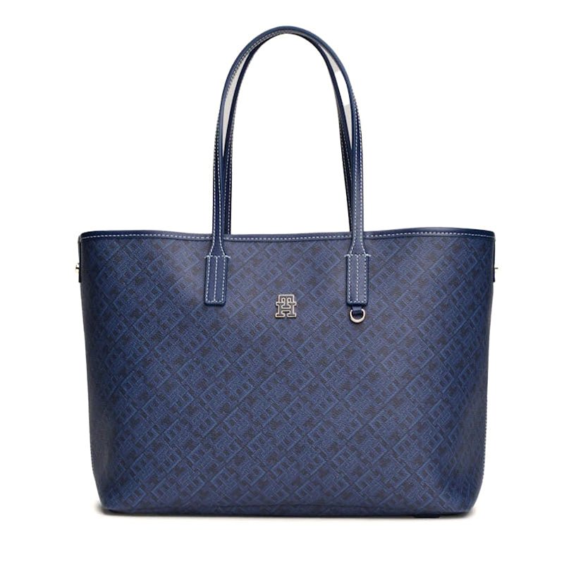 Tommy Hilfiger Women's Monogram Leather Tote with Zipper Pocket (45x26x13)
