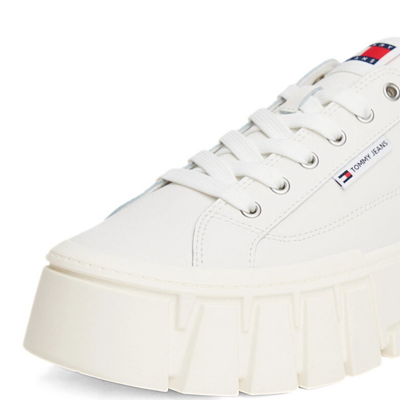 Tommy Jeans Cleat Platform Trainers With Leather - WHT