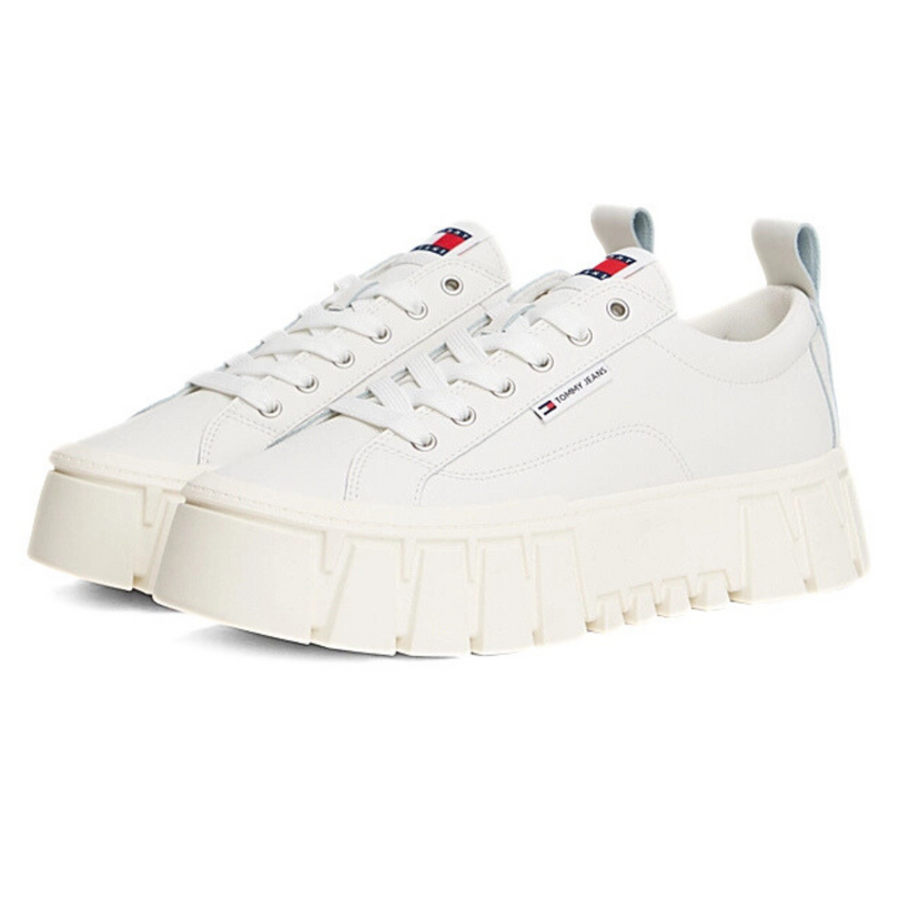 Tommy Jeans Cleat Platform Trainers With Leather - WHT